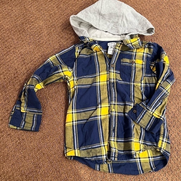 Bundle of 3 Boys Long Sleeve Tops Henley, Hooded Plaid Shirt Size 4T/4 - Picture 3 of 6
